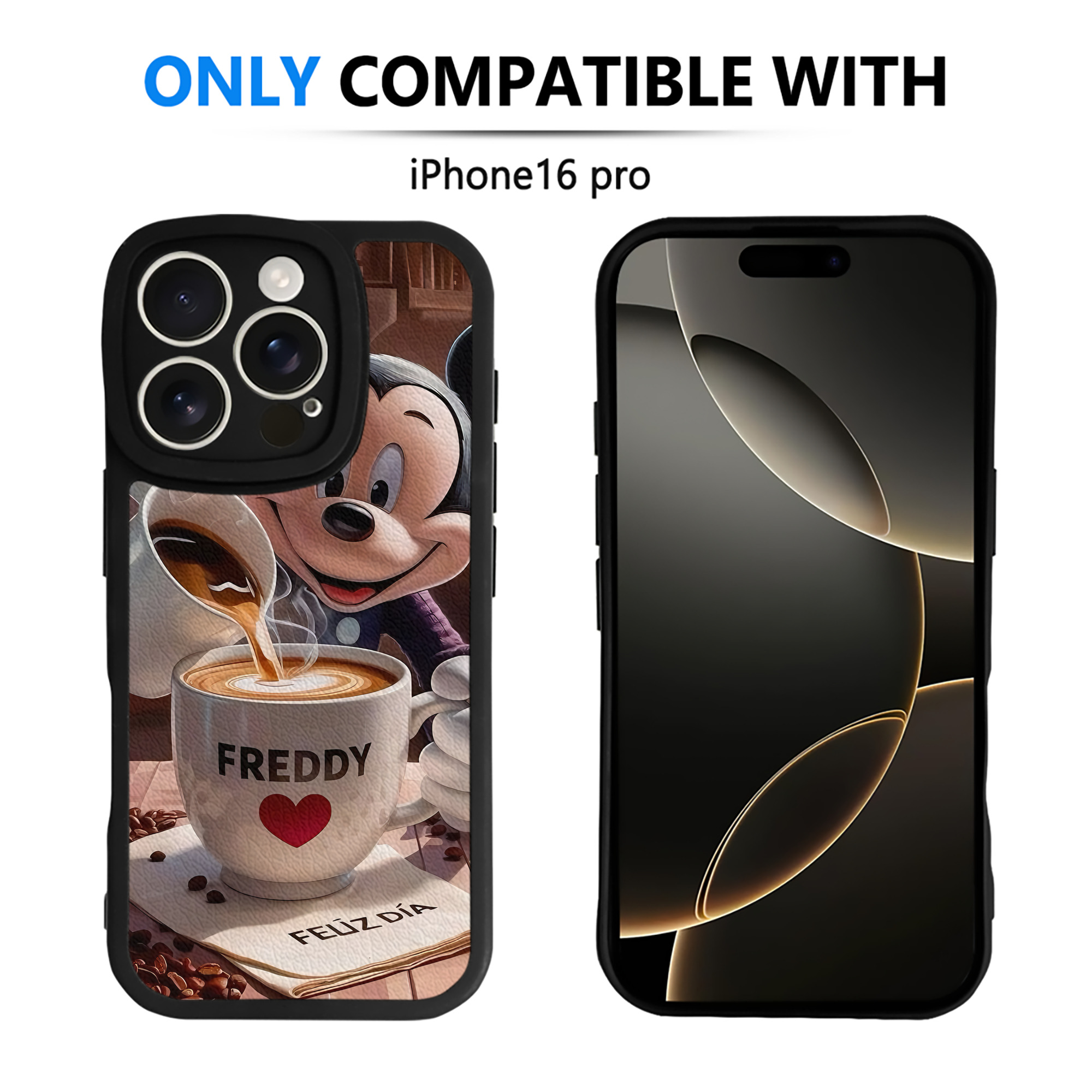 （画像用） ミッキーマウス Mickey Mouse 【iPhone 16シリーズ対応】シリコンスマホケース（レザー調） 材質：シリコン